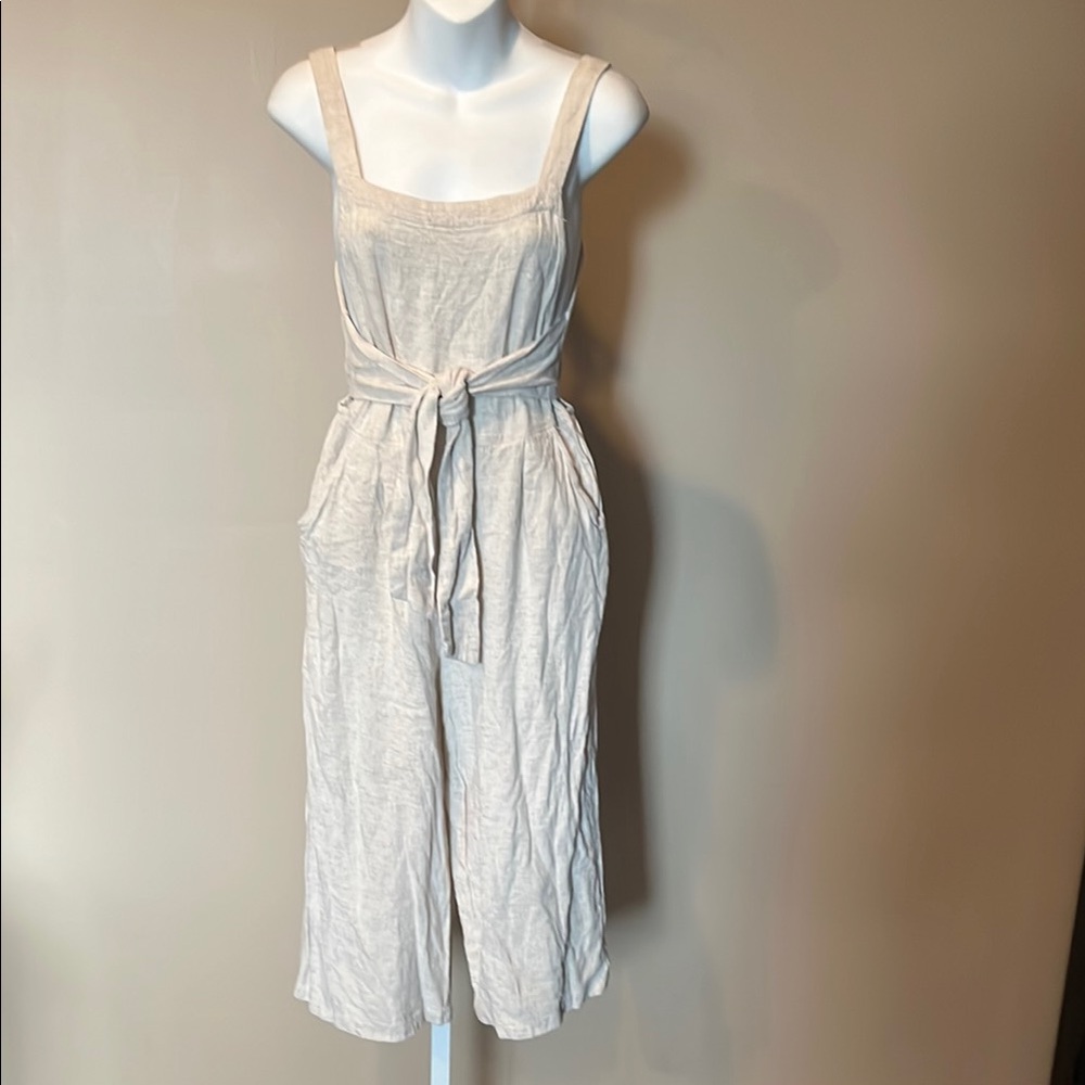 Potters pot, linen, cropped jumpsuit, size S.